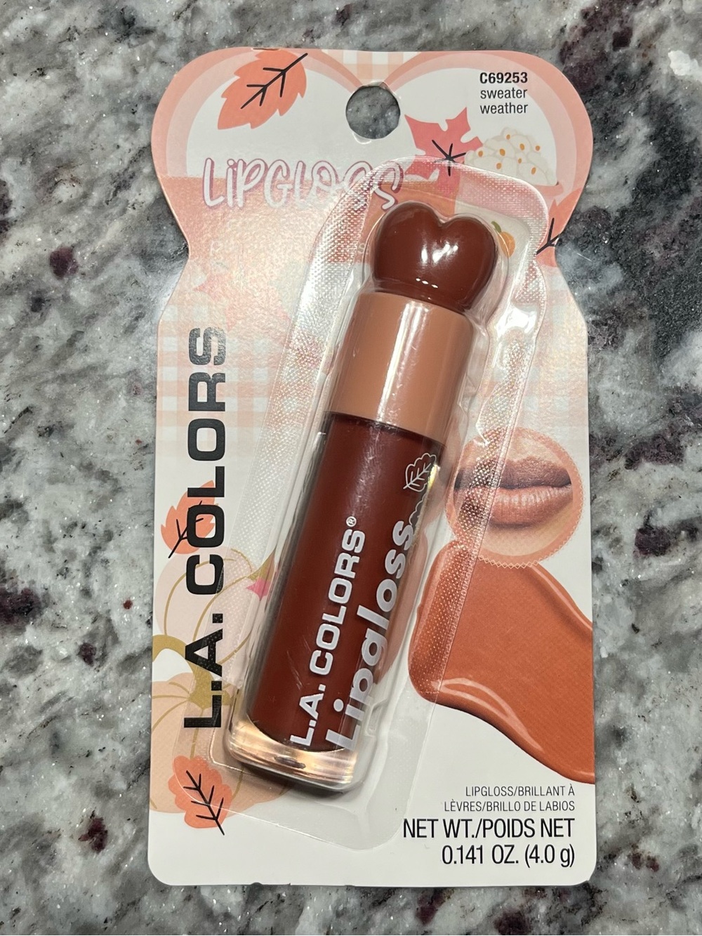 LA Colors Pumpkin Spice Collection Viral Sweater Weather Lip Gloss Fall Heart